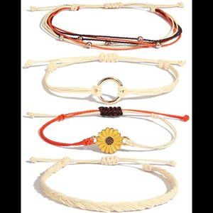 Cute Beige Sunflower String Bracelet